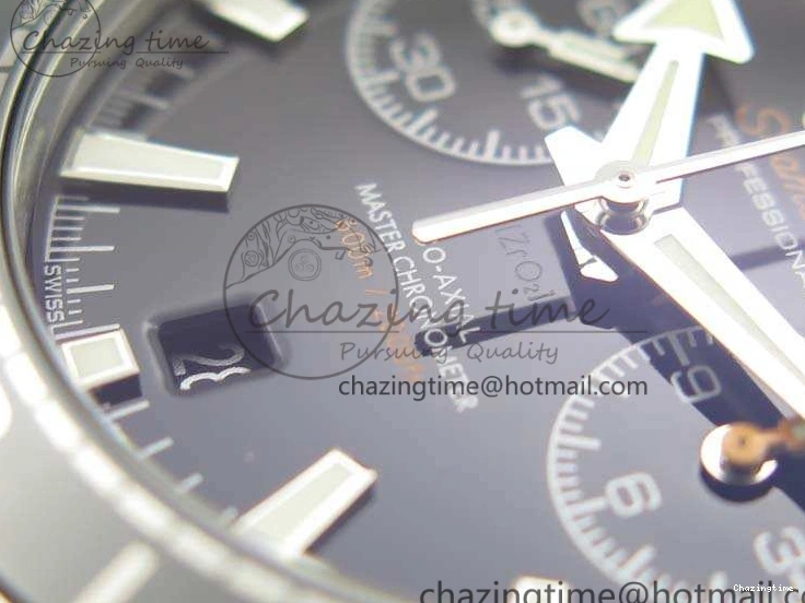 0513 Planet Ocean Master Chrono SS OM 1:1 Best Edition Black Dial On SS Bracelet A9900 V Fashionable 8113